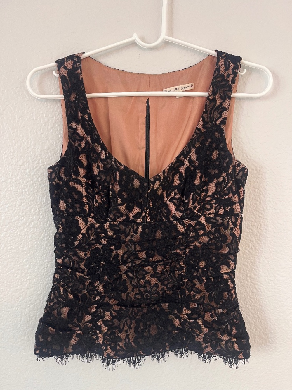 Vintage Y2K Nanette Lepore Black Lace Top Size 4